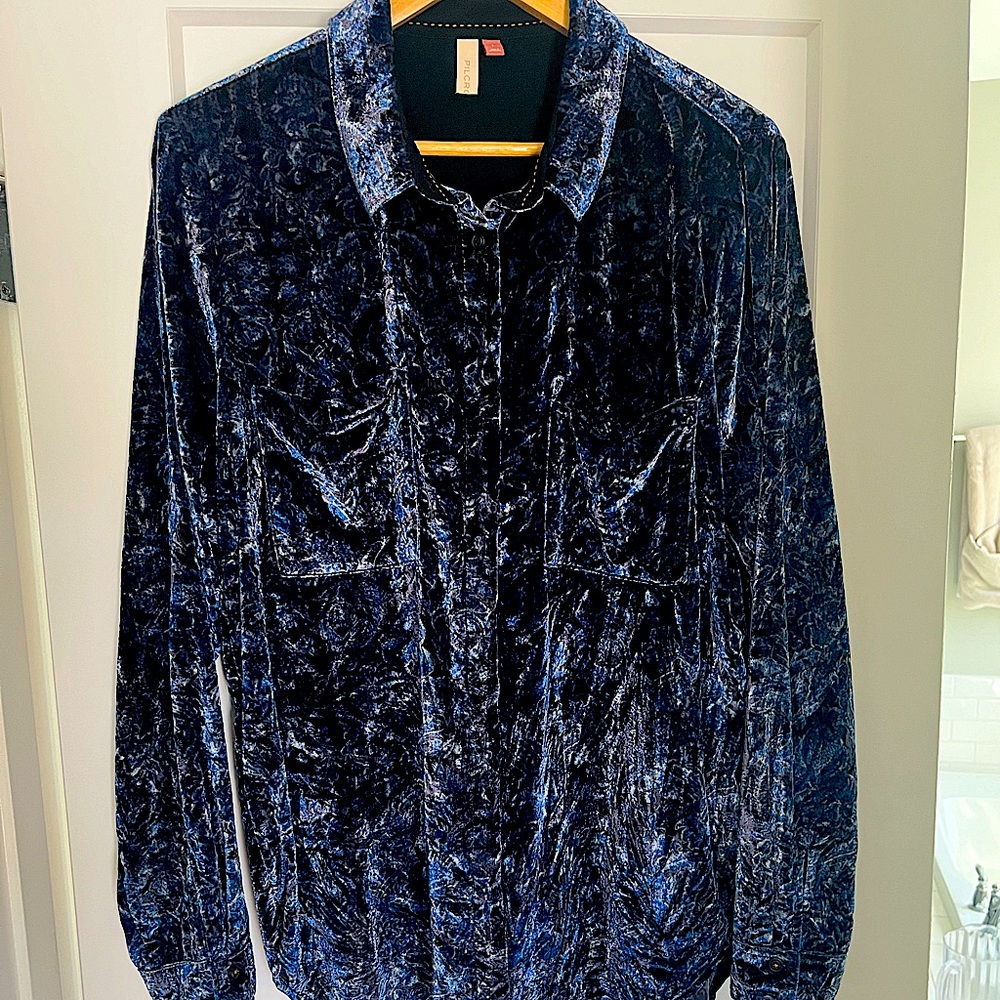 Anthropologie Pilcro Velvet Buttondown Shirt